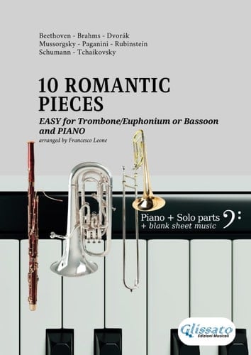 Easy bass clef Trombone/Euphonium or Bassoon and Piano accompaniment - 10 Romantic Pieces: beginner/intermediate