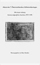 Akten des 7. Österreichischen Althistorikertages mit einem Anhang: Annona epigraphica Austriaca 1993-1998