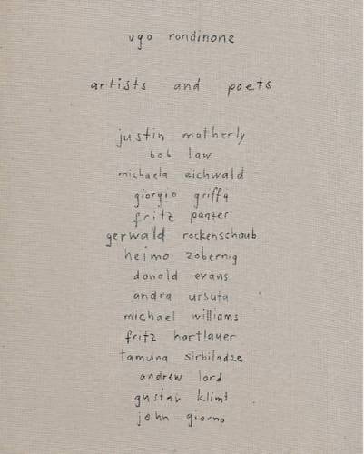 Ugo Rondinone - Artists and Poets Justin Matherly, Bob Law, Michaela Eichwald, Giorgio Griffa, Fritz Panzer, Gerwald Rockenschaub, Heimo Zobernig, Donald Evans, Andra Ursuta, Michael Williams, Fritz Hartlauer, Tamuna Sirbiladze, Andrew Lord, Gustav Klimt, John Giorno ; [Secession, February 12 - April 12, 2015]