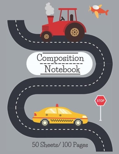 Car Primery Composition Notebook Journal: Dotted Midline and Picture Space, Grades K-2 School Exercise Book