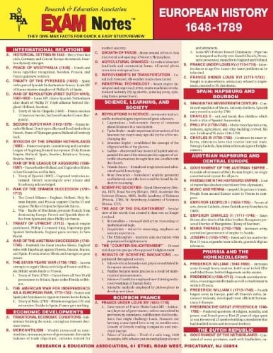 EXAMNotes for European History 1648 - 1789 (EXAMNotes)