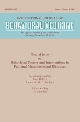 Special Issue on Behavioral Factors and Interventions in Pain and Musculoskeletal Disorders