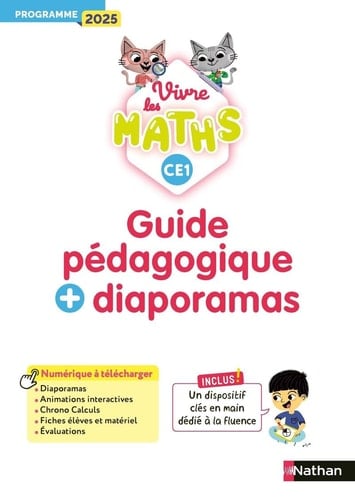 Vivre les maths - CE1 - Guide pédagogique + Diaporamas - Programme 2025