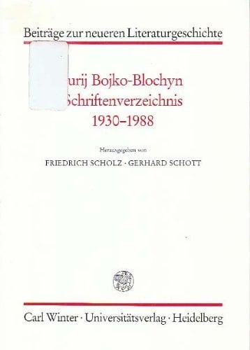 Jurij Bojko-Blochyn Schriftenverzeichnis 1930 - 1988