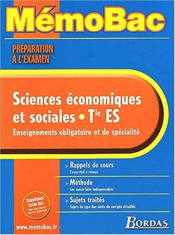 Sciences économiques et sociales Terminale ES. Préparation à l'examen