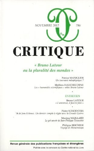 'Bruno Latour ou la pluralité des mondes'.