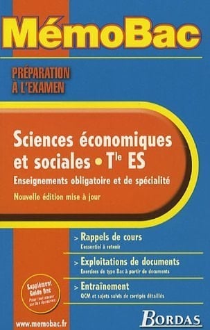 Sciences économiques et sociales Tle ES Préparation à l'examen