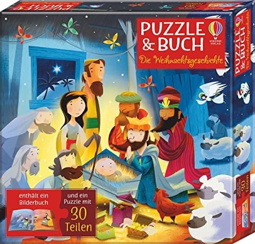 Puzzle und Buch: Die Weihnachtsgeschichte