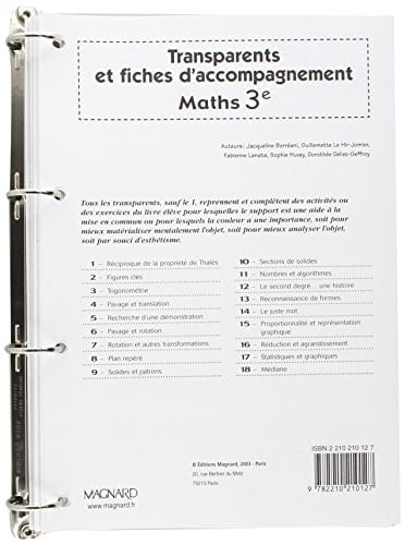 Maths 3e Transparents et fiches d'accompagnement