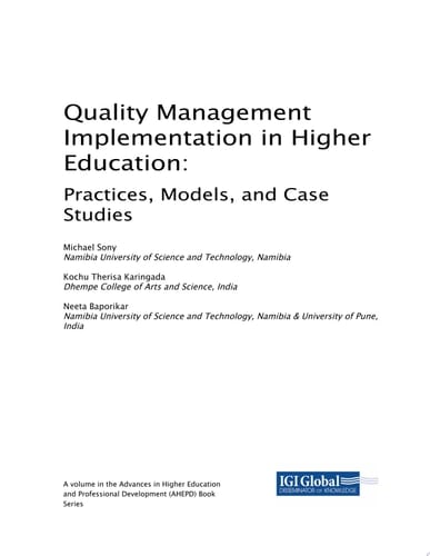 Quality Management Implementation in Higher Education: Practices, Models, and Case Studies Practices, Models, and Case Studies