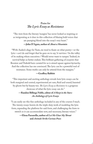 The Lyric Essay as Resistance