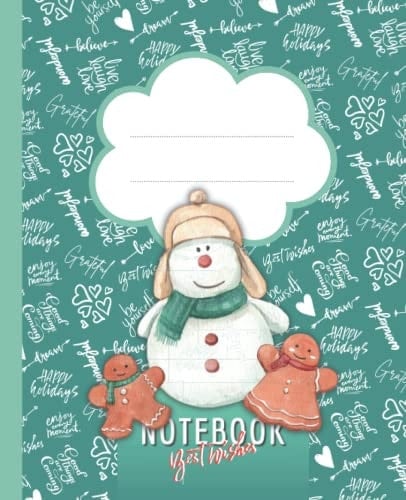 NOTEBOOK Best wishes: Christmas New Year themed inspired Journal / Wide Ruled 7.5 x 9.25