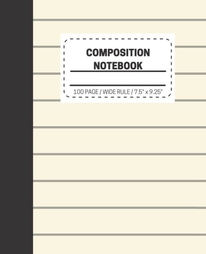 Composition Notebook: Cream Thin Design (7.5 x 9.25 inches) 100 Pages: College Ruled Lined Paper