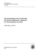 Festveranstaltung zum 40. Jahrestag der Wiedereröffnung der Akademie der Wissenschaften der DDR: Leibniz-Tag am 4. Juli 1986 (German Edition)