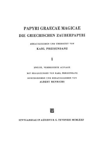 Papyri Graecae magicae. Vol. II: Die griechischen Zauberpapyri (Griech. u. dt.) (German Edition)
