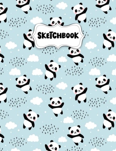 Happy Panda Sketchbook for Drawing: Blank Sketch Pad for Kids, Bleed Proof Art Book 8.5 x 11