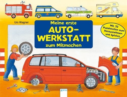 Meine erste Autowerkstatt zum Mitmachen mit 32 Puzzleteilen zum Herausnehmen und Spielen