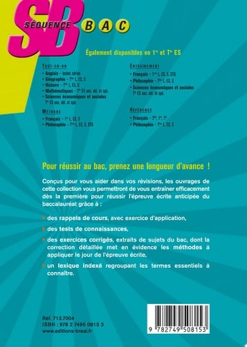 Sciences de la vie et de la Terre , Première ES enseignement scientifique