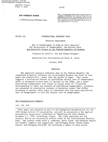 Why is Unemployment so High At Full Capacity? The Persistence of Unemployment, the Natural Rate, and Potential Output in the Federal Republic of Germany