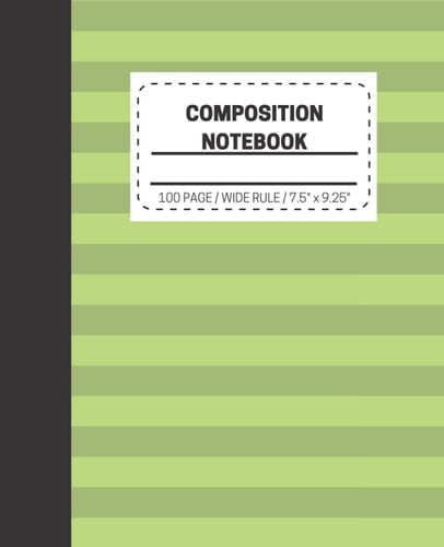 Composition Notebook: Line Green Design (7.5 x 9.25 inches) 100 Pages: College Ruled Lined Paper