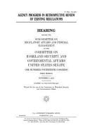 Agency Progress in Retrospective Review of Existing Regulations: hearing Before the Subcommittee on Regulatory Affairs and Federal Management of the Committee on Homeland Security and Governmental Affairs, United States Senate, One Hundred Fourteenth Cong