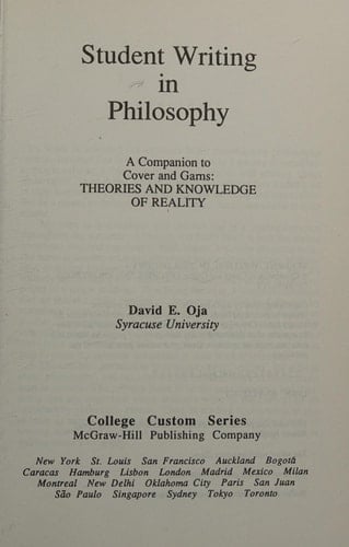 Student Writing in Philosophy