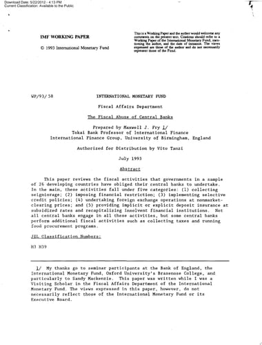 The Fiscal Abuse of Central Banks