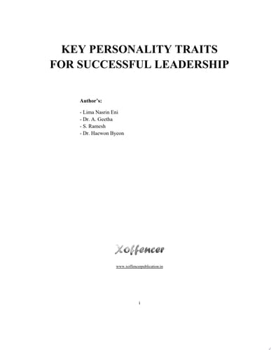 KEY PERSONALITY TRAITS FOR SUCCESSFUL LEADERSHIP
