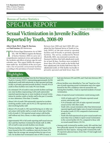 Sexual Victimization in Juvenile Facilities Reported by Youth, 2008-2009
