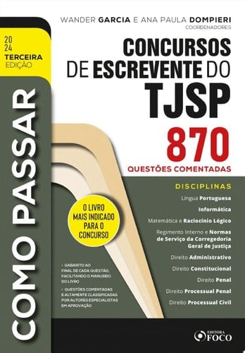 Como Passar em Concursos de Escrevente do TJSP 870 Questões Comentadas