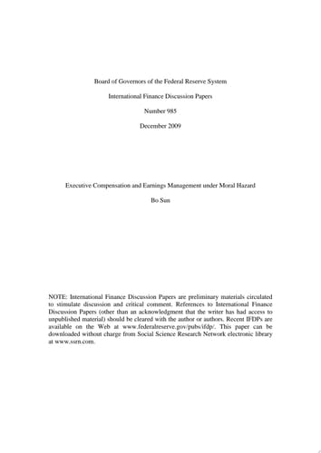 Executive Compensation and Earnings Management Under Moral Hazard