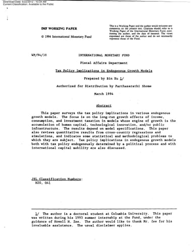 Tax Policy Implications in Endogenous Growth Models