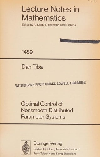 Optimal Control of Nonsmooth Distributed Parameter Systems (Lecture Notes in Mathematics)