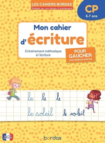 Mon cahier d'écriture pour gaucher avec modèle adaptés CP