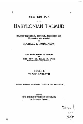New Edition of the Babylonian Talmud - Vol. I