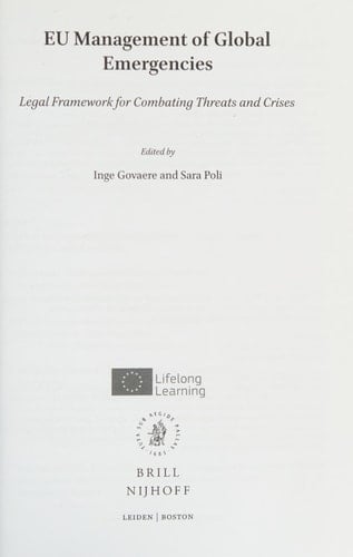 EU Management of Global Emergencies Legal Framework for Combating Threats and Crises