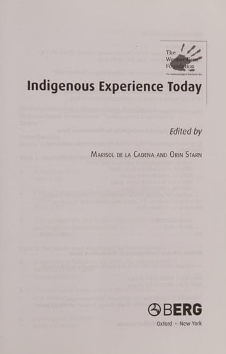 Indigenous Experience Today