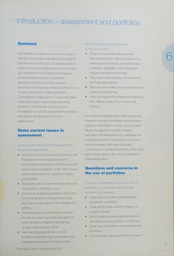 A briefing on assessment of portfolios