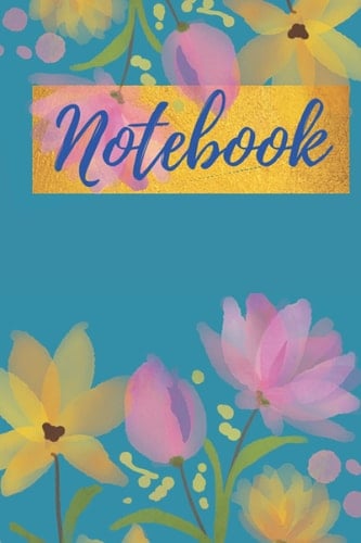 Teal blue green flower, sewing, knitting, gardening hobbyist, high school/college student notebook journal