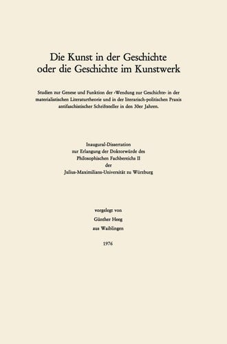 Die Kunst in der Geschichte oder die Geschichte im Kunstwerk