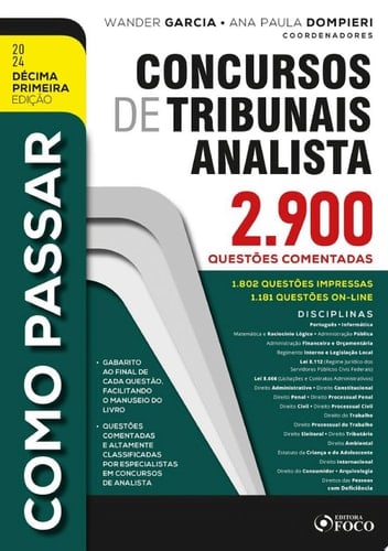 Como Passar em Concursos de Tribunais Analista - 11ª Ed - 2024 2.900 questões comentadas