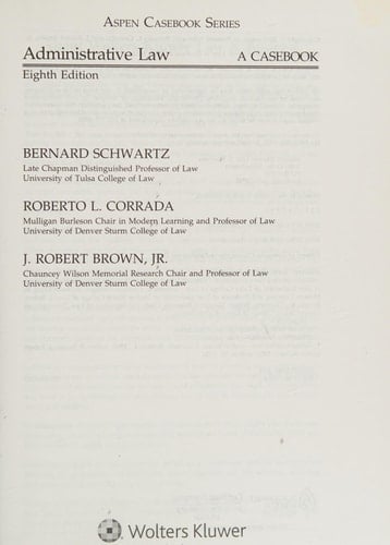 Administrative Law A Casebook