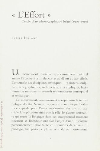 L'effort cercle d'art photographique belge (1901-1910)