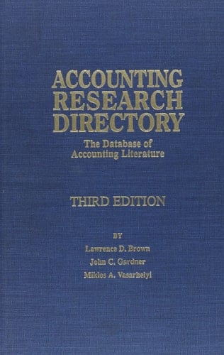 Accounting Research Directory The Database of Accounting Literature
