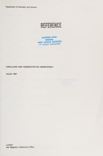 Circulars and Administrative Memoranda Issued 1987