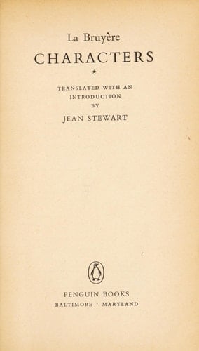 Characters; Translated by Jean Stewart