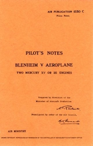 Blenheim V Aeroplane Two Mercury XV Or 25 Engines