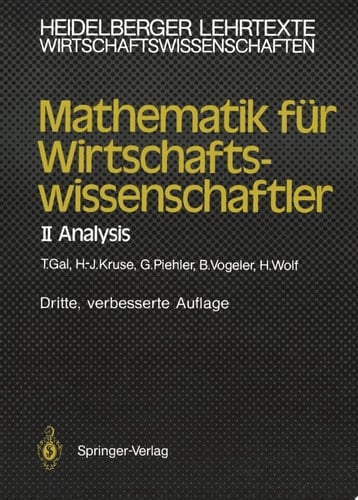 Mathematik für Wirtschaftswissenschaftler II Analysis