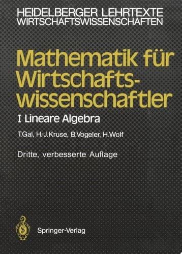 Mathematik für Wirtschaftswissenschaftler I Lineare Algebra
