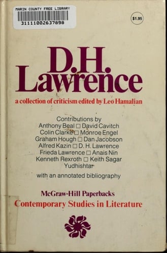 D. H. Lawrence;: A collection of criticism (Contemporary studies in literature)